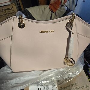 Michael Kors Powder Blush Shoulder Bag with Gold Accents